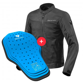 Cazadora moto REV'IT Eclipse Black + Back Protector Seesoft KN Blue Black