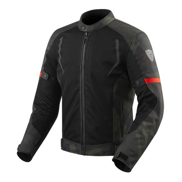 Cazadora moto REV'IT Torque Negro Verde Militar