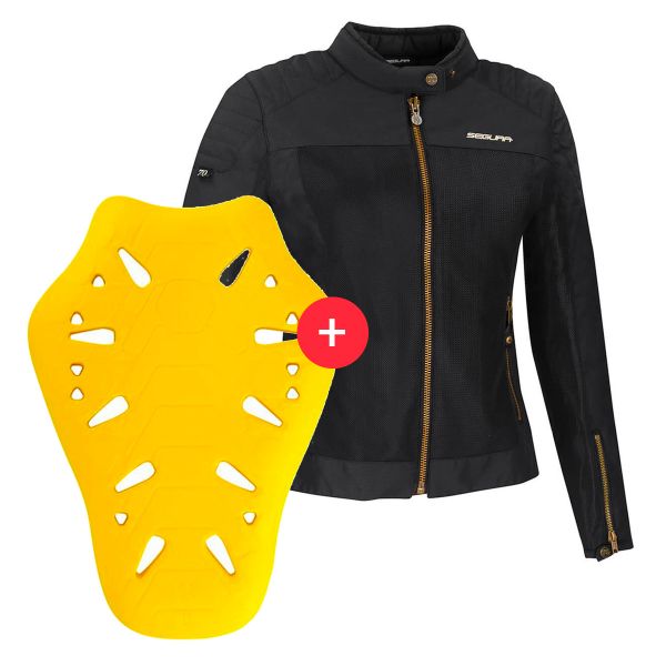 Cazadora moto Segura Lady Oskar Black + Flex Omega Back Protector Level 2