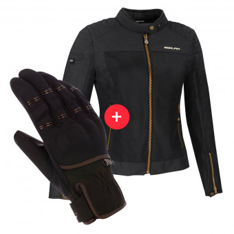 Cazadora moto Segura Lady Oskar Black + Maverick Black Brown