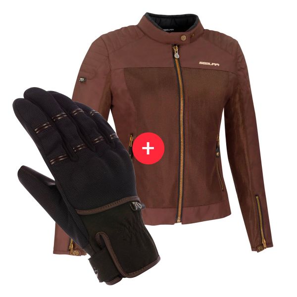 Cazadora moto Segura Lady Oskar Brown + Maverick Brown Black