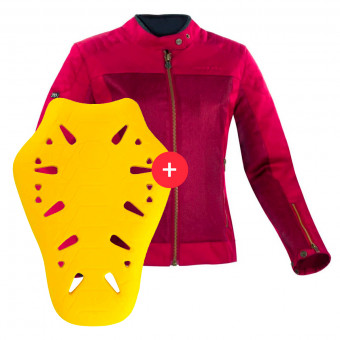 Cazadora moto Segura Lady Oskar Burgundy + Flex Omega Back Protector Level 2