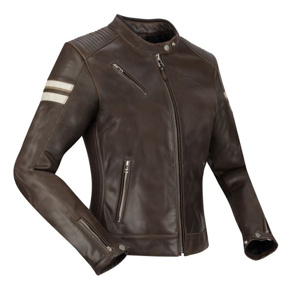 Cazadora moto Segura Lady Romeo Brown White