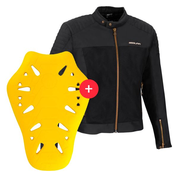 Cazadora moto Segura Oskar Black + Flex Omega Espaldera Level 2