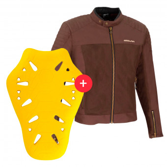 Cazadora moto Segura Oskar Brown + Flex Omega Espaldera Level 2