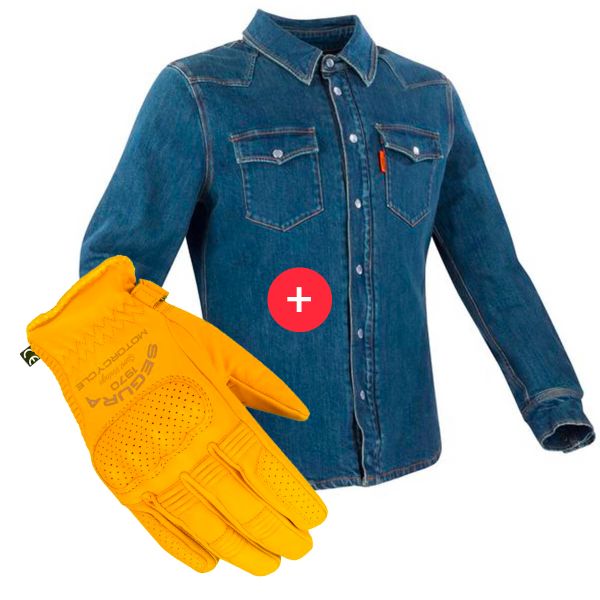 Cazadora moto Segura Terence Blue + Cassidy Beige