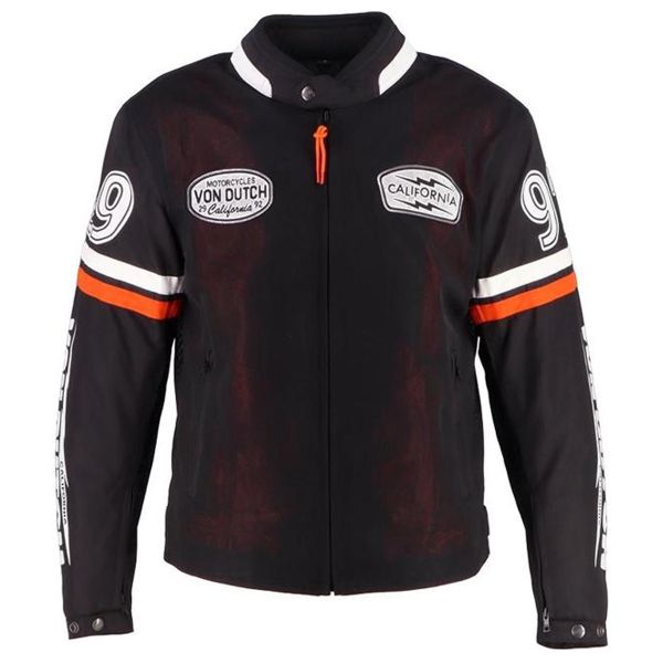 Cazadora moto Von Dutch California Air Mesh Negro Naranja Blanco