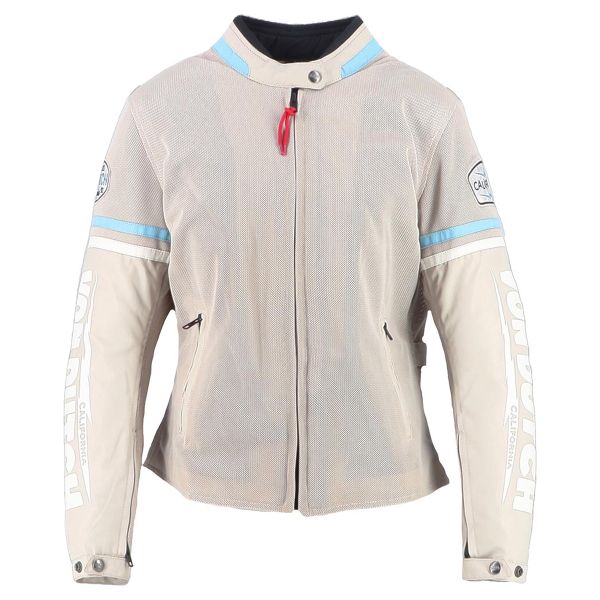 Cazadora moto Von Dutch California Girl Air Mesh Plata Azul Cielo Blanco