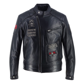 Cazadora moto Von Dutch Coliseum Leather Rag Black