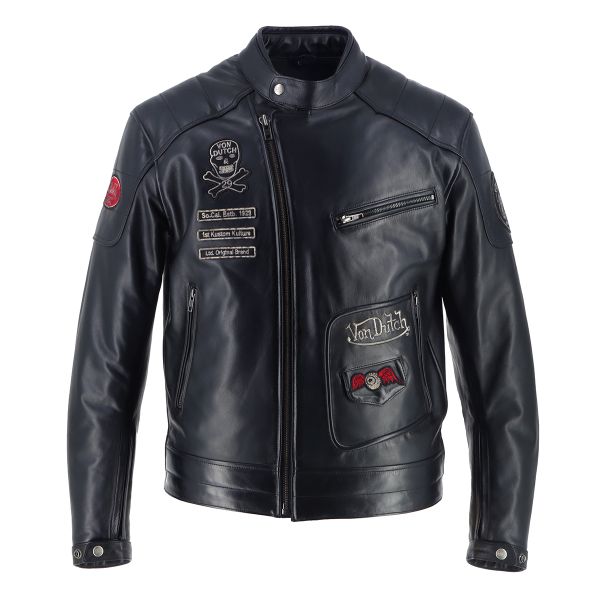 Cazadora moto Von Dutch Coliseum Leather Rag Black