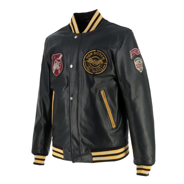 Von Dutch Collegian Leather Rag Black Yellow