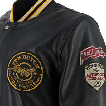 Von Dutch Collegian Leather Rag Black Yellow
