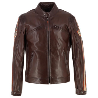 Cazadora moto Von Dutch Fast Leather Marr�n Beige Naranja