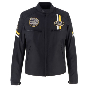 Cazadora moto Von Dutch Race Now Negro Blanco Amarillo