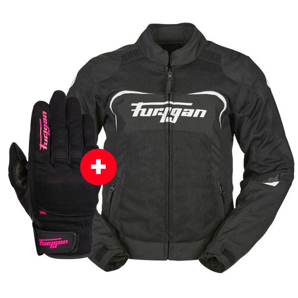 Cazadora moto Furygan Cyane Vented Black White + Jet Lady D3O Black Pink