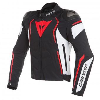 Cazadora moto Dainese Dyno Tex Black White Fluo Red