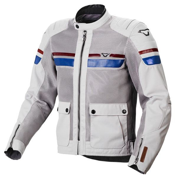 Cazadora moto Macna Fluent Light Grey Red Blue Cazadora moto Macna Fluent Light Grey Red Blue