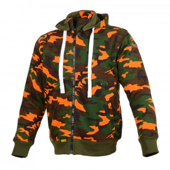 Cazadora moto Booster Hoodie Core Camuflaje Caqui Naranja