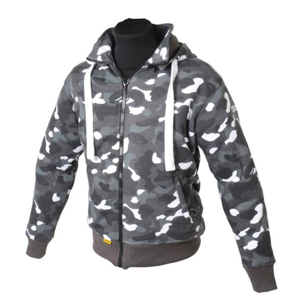 Cazadora moto Booster Hoodie Core Camuflaje Negro Blanco