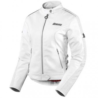 Cazadora moto ICON Hella Leather Jacket White