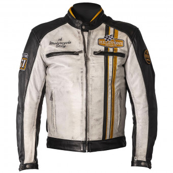 Cazadora moto Helstons Indy Leather Rag Black White Yellow Cazadora moto Helstons Indy Leather Rag Black White Yellow
