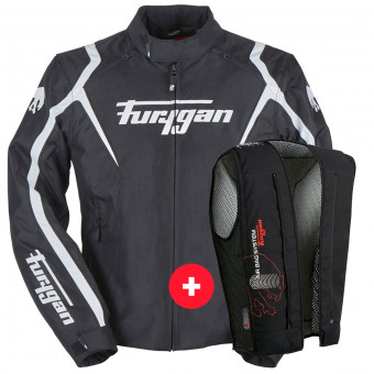 Cazadora moto Furygan Irus Negro Blanco + Fury Air Bag System