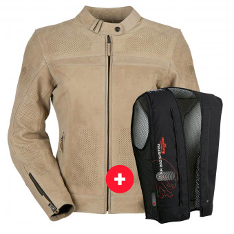 Cazadora moto Furygan Kristen Vented Beige + Fury Air Bag System
