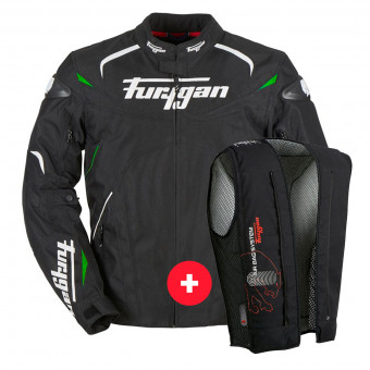 Cazadora moto Furygan Narval Black White Green + Fury Air Bag System