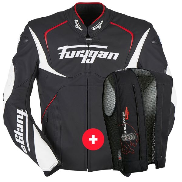 Cazadora moto Furygan Ork Black White Red + Fury Air Bag System