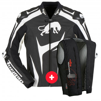 Cazadora moto Furygan RS-R Black White + Fury Air Bag System