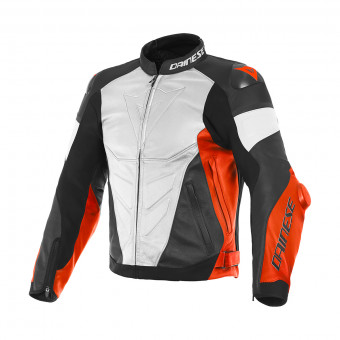 Cazadora moto Dainese Super Race Perf white Fluo Red Matt Black