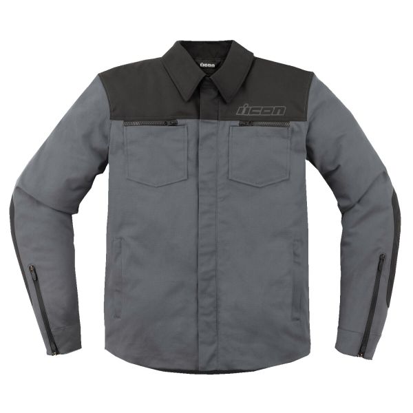 Cazadora moto ICON Upstate Canvas Grey