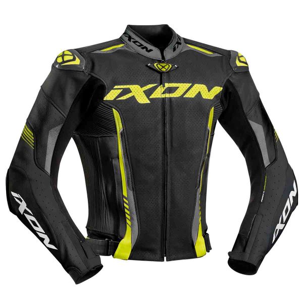 Cazadora moto Ixon Vortex 2 Jacket Negro Gris Amarillo Vivo