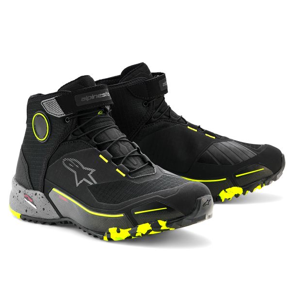 Deportivas Moto Alpinestars CR-X Drystar Black Dark Gray Yellow Fluo