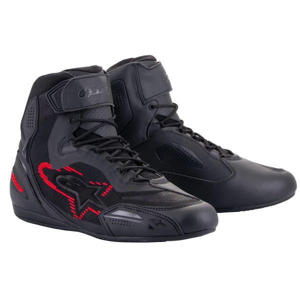 Deportivas Moto Alpinestars Faster 3 Rideknit Negro Gris Oscuro Rojo Brillante