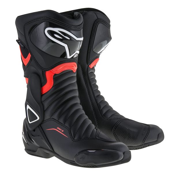 Botas Moto  Alpinestars SMX-6 V2 Drystar Black Red Fluo Botas Moto  Alpinestars SMX-6 V2 Drystar Black Red Fluo