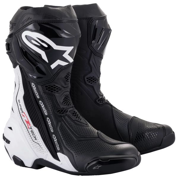 Botas Moto  Alpinestars Supertech R Vented Boot Black White Black White Botas Moto  Alpinestars Supertech R Vented Boot Black White Black White