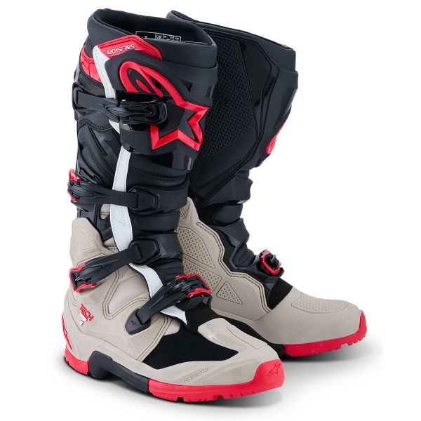Botas Moto  Alpinestars Tech 7 Enduro Black Light Gray Bright Red