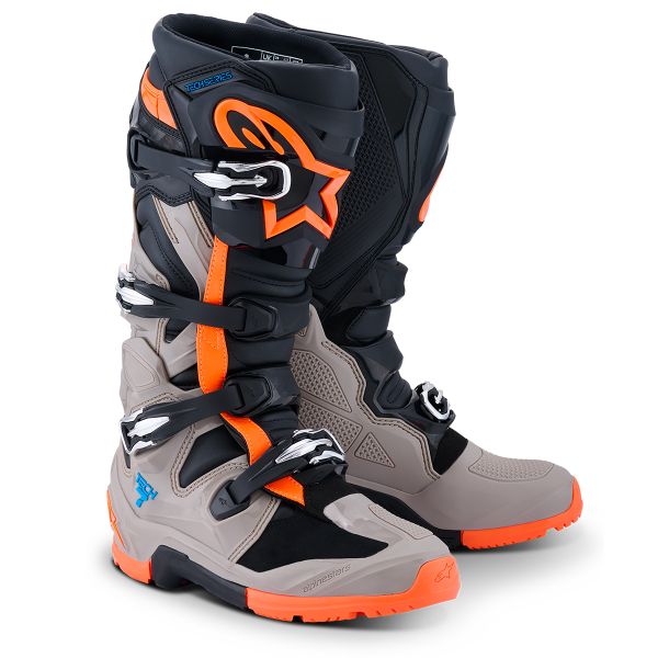 Botas Moto  Alpinestars Tech 7 Enduro Black Warm Gray Orange Fluo