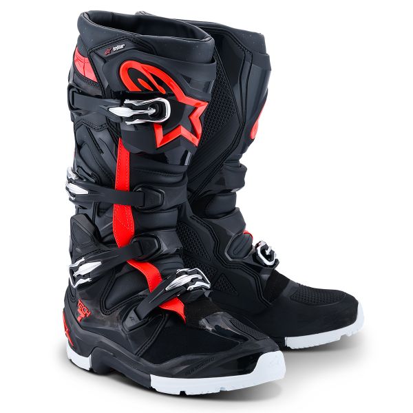 Botas Moto  Alpinestars Tech 7 Enduro Drystar Black Red Fluo White