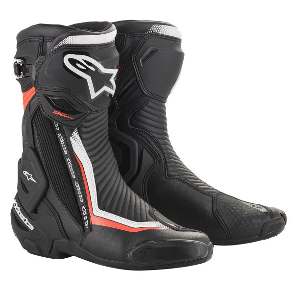 Botas Moto  Alpinestars SMX Plus V2 Negro Blanco Rojo Fluo Botas Moto  Alpinestars SMX Plus V2 Negro Blanco Rojo Fluo