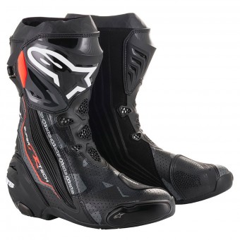 Botas Moto  Alpinestars Supertech R Black Dark Grey Red Fluo