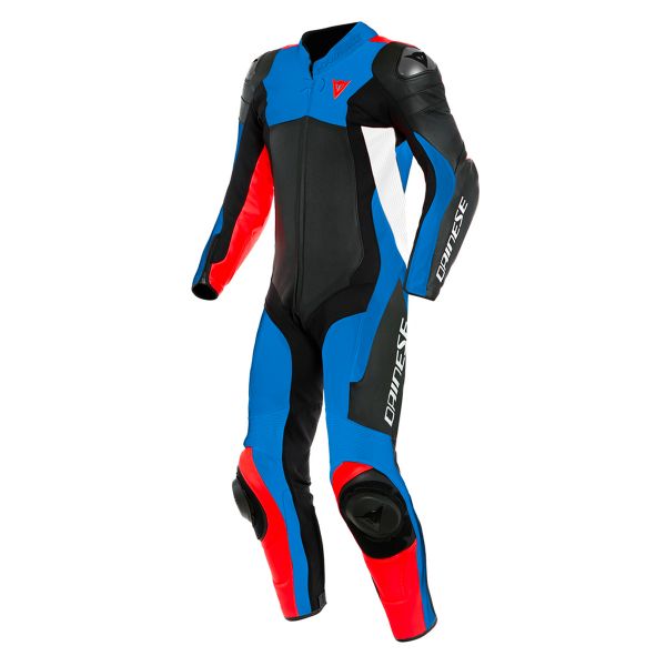 Mono Moto Cuero Dainese Assen 2 1PC Perf Black Light Blue Fluo Red