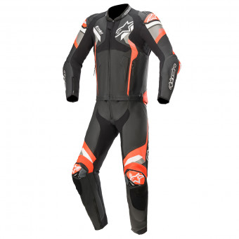 Mono Moto Cuero Alpinestars Atem V4 Suit 2 PC Black Mid Gray Red Fluo
