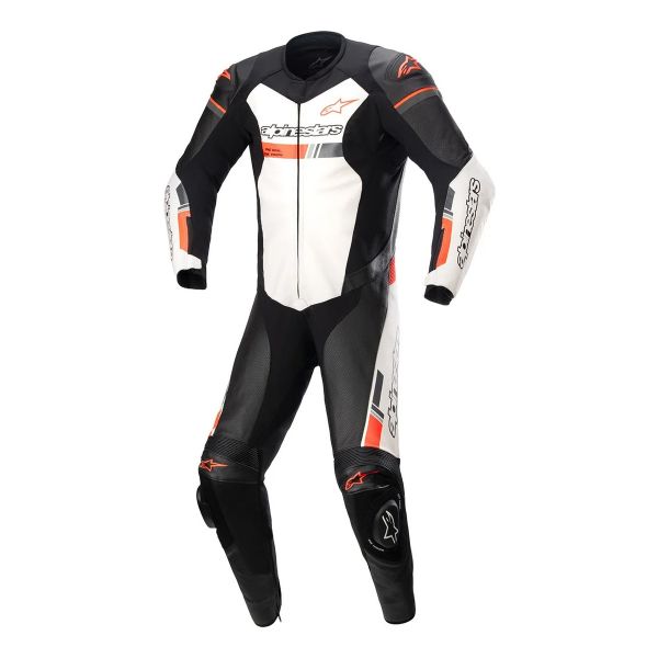Mono Moto Cuero Alpinestars GP Force Chaser Negro Blanco Rojo Fluo Mono Moto Cuero Alpinestars GP Force Chaser Negro Blanco Rojo Fluo