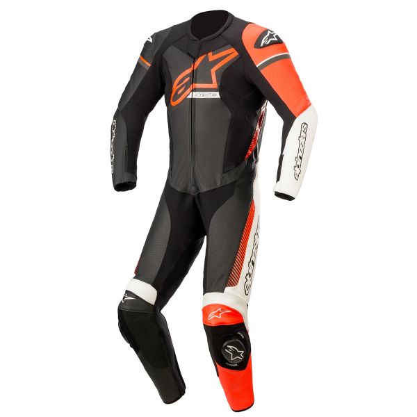 Mono Moto Cuero Alpinestars GP Force Phantom Negro Blanco Rojo Fluo Mono Moto Cuero Alpinestars GP Force Phantom Negro Blanco Rojo Fluo
