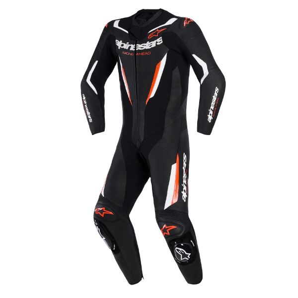 Mono Moto Cuero Alpinestars GP Force V2 Leather Suit 1PC Black White Red Fluo