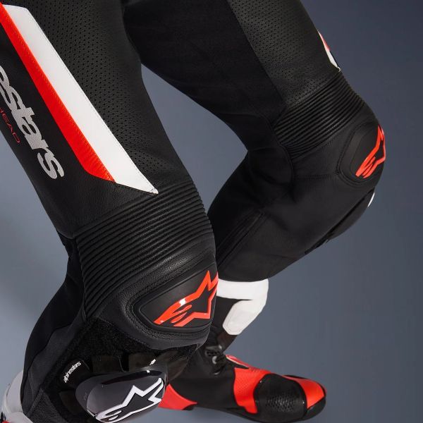 Alpinestars GP Force V2 Leather Suit 1PC Black White Red Fluo