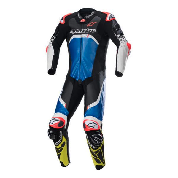 Mono Moto Cuero Alpinestars GP Tech V4 Black Blue Yellow Fluo