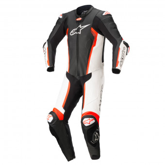 Mono Moto Cuero Alpinestars Missile V2 1PC Suit Black White Red Fluo